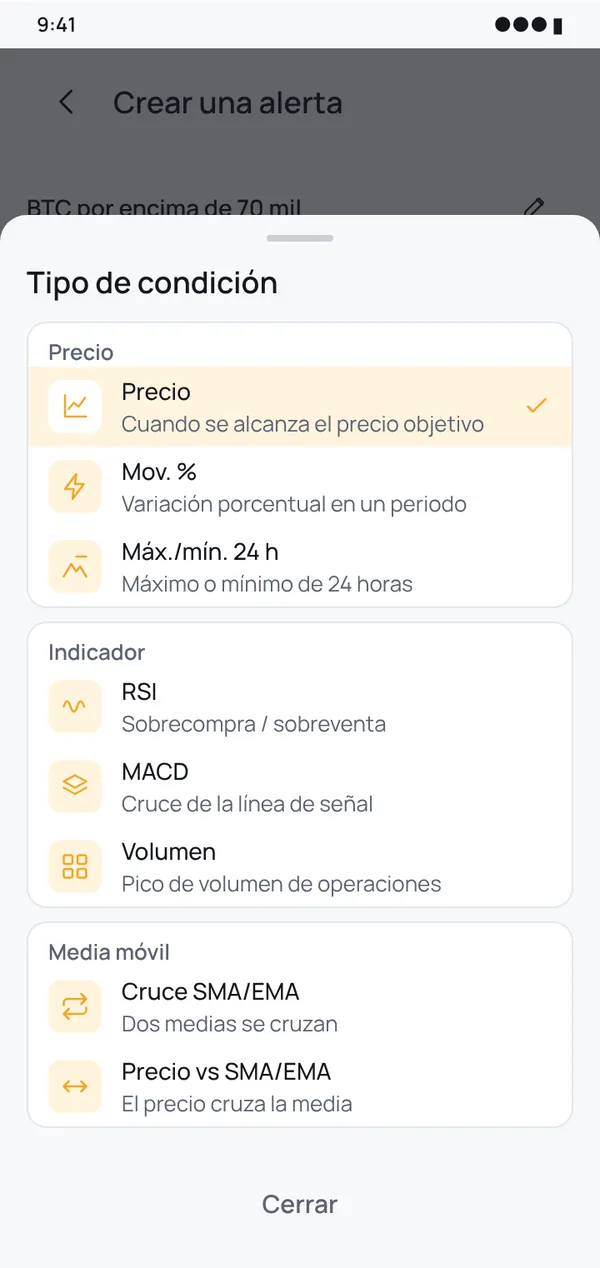 8 tipos de condición, de 1 minuto a 1 día