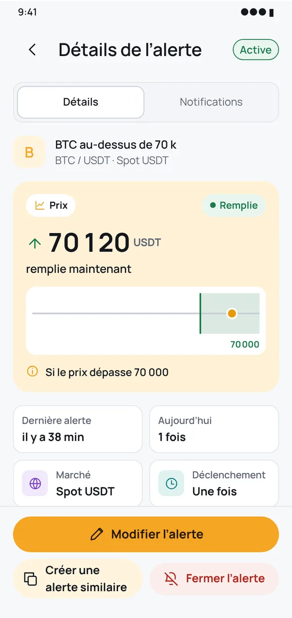 Voyez à tout moment où en est chaque alerte