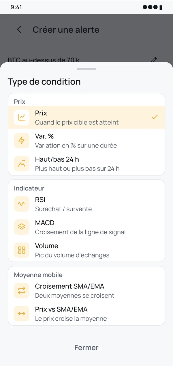 8 types de conditions, de 1 minute à 1 jour