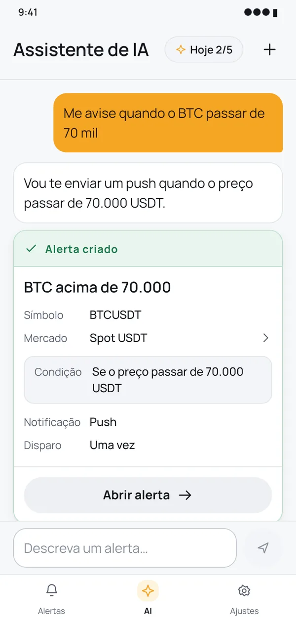 Digite ou fale, o assistente configura