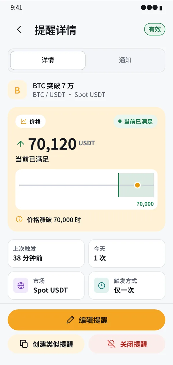 随时看到每个提醒的状态